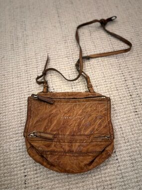 Givenchy Pandora Mini Crossbody Bag Distressed Brown Leather